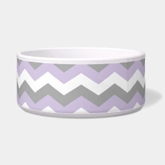Witte, Paarse grijze Chevron Zigzag Voerbakje