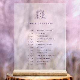 Witte paarse kroonmonogram bestelling evenementen  acryl bord