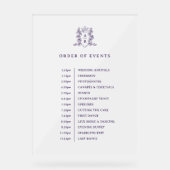 Witte paarse kroonmonogram bestelling evenementen  acryl bord (Voorkant)