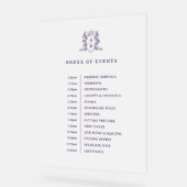 Witte paarse kroonmonogram bestelling evenementen  acryl bord (Hoek)