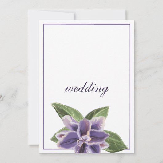 Witte paarse lavendel orchidee bruiloft kaart (Achterkant)