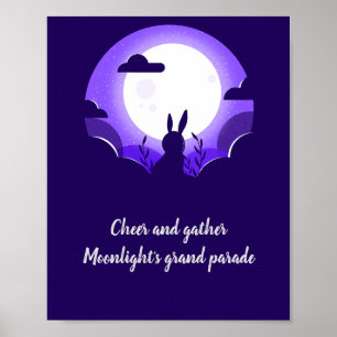 Witte Paarse Maankonijnen Midden-Herfstfestival Poster