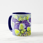 Witte Paarse mandje Rozen Waterverf schilderen Mok (Voorkant links)