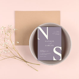 Witte Paarse Minimalistische Elegante Vette Initia Kaart