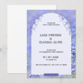 Witte Paarse Moderne Bloemen Border Wedding Kaart (Voorkant / Achterkant)