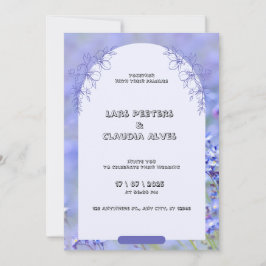Witte Paarse Moderne  Bloemen Border Wedding Kaart