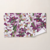 witte Paarse Orchid Flowers Bath Towel Set Bad Handdoek (Handdoek)