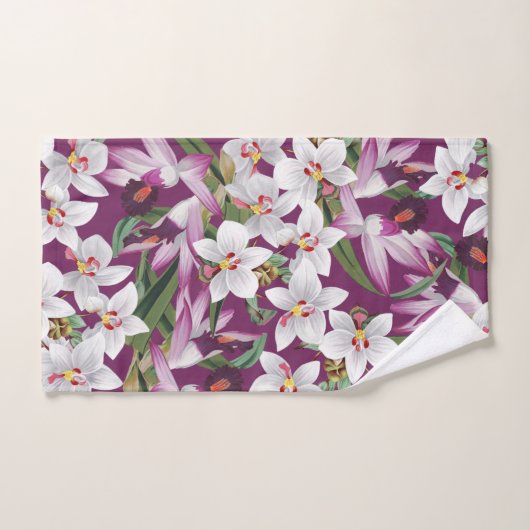  witte Paarse Orchid Flowers Bath Towel Set Bad Handdoek (Handdoek)