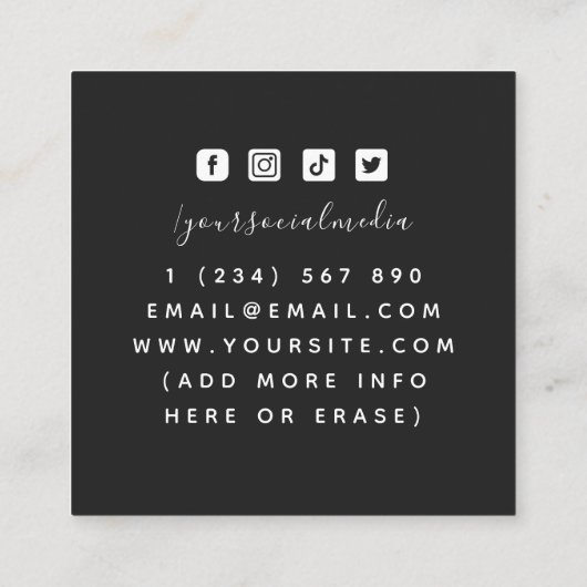 Witte & Paarse Orchidee Lijst Floral Event Planner Vierkante Visitekaartje (Achterkant)