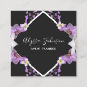 Witte & Paarse Orchidee Lijst Floral Event Planner Vierkante Visitekaartje (Voorkant)