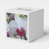 Witte & Paarse Orchideeën op gepersonaliseerde Fav Bedankdoosjes (Voorkant Zijde)