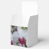 Witte & Paarse Orchideeën op gepersonaliseerde Fav Bedankdoosjes (Geopend)