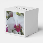 Witte & Paarse Orchideeën op gepersonaliseerde Fav Bedankdoosjes (Achterkant)