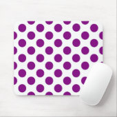 Witte paarse polka-stippen - Mousepad Muismat (Met muis)