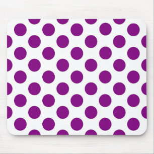 Witte paarse polka-stippen - Mousepad Muismat