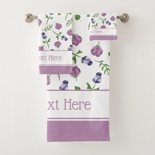  witte Paarse roze rozenrozenbeugel (Floral) Bad Handdoek (Insitu)