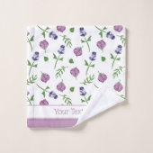 witte Paarse roze rozenrozenbeugel (Floral) Bad Handdoek (Wasdoekje)