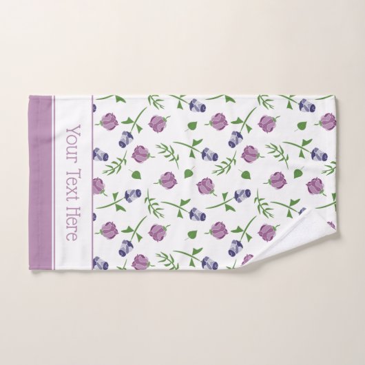  witte Paarse roze rozenrozenbeugel (Floral) Bad Handdoek (Handdoek)