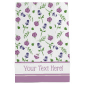  witte Paarse roze rozenrozenbeugel (Floral) Medium Cadeauzakje (Achterkant)