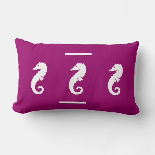 witte/paarse roze SEAHORSE aan de kust van PILLOW Kussen (Voorkant)