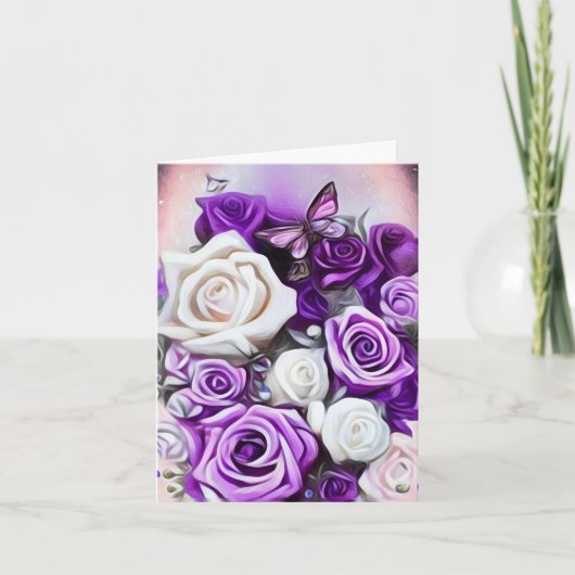 Witte & Paarse Rozen Bedankkaart (Voorkant)