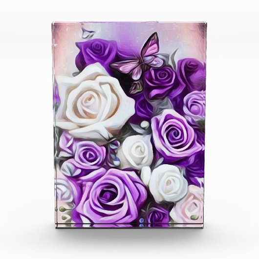 Witte & Paarse Rozen Fotoblokken (Voorkant)