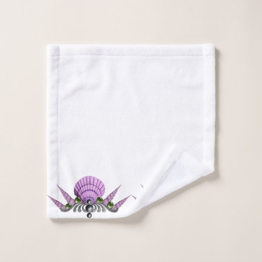 WITTE PAARSE SEASHELLBATHROOM TOWEL SET BAD HANDDOEK (Wasdoekje)