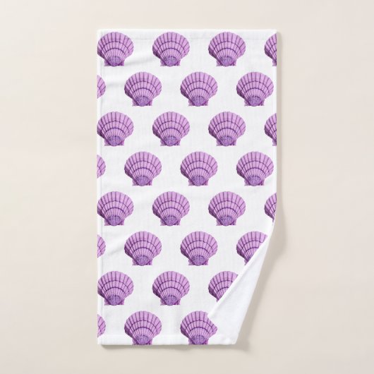 WITTE PAARSE SHELL BATHROOM TOWEL SET BAD HANDDOEK (Handdoek)