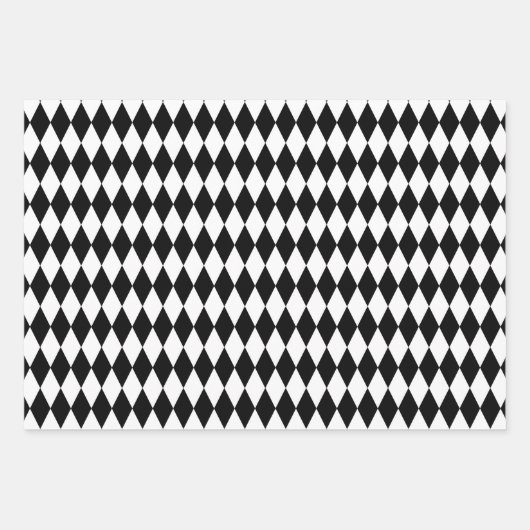 Witte Paarse Sinaasappel en zwarte Harlequin Inpakpapier Vel (Voorkant)