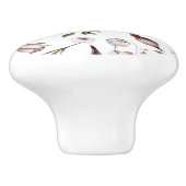 Witte Paarse toppen bladeren Waterverf bloemmotief Keramische Knop (Zijkant)