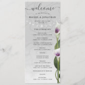 Witte Paarse Waterverf Calla Lily Weddenschap Programmakaart (Voorkant)