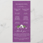 Witte Paarse Waterverf Calla Lily Weddenschap Programmakaart (Achterkant)