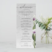 Witte Paarse Waterverf Calla Lily Weddenschap Programmakaart (Staand voorkant)
