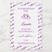 Witte Paarse Word Cloud Productlabels Cute Hartjes Voedselcontainer Etiket (Enkel label)