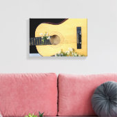 witte paasbloemen en gitaar canvas afdruk (Insitu (Woonkamer))