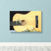 witte paasbloemen en gitaar canvas afdruk (Insitu (Houten vloer))