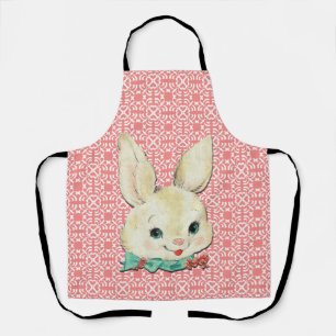 Witte paasbunny 0n - Roze en witte Schort