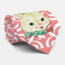 Witte paasbunny 0n - Roze en witte Stropdas