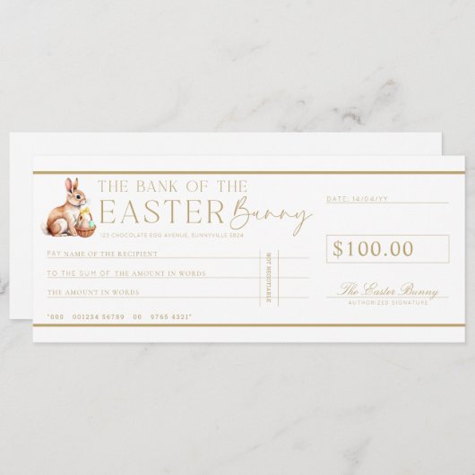 Witte Paascheque Cadeaubon Kaart (Voorkant / Achterkant)