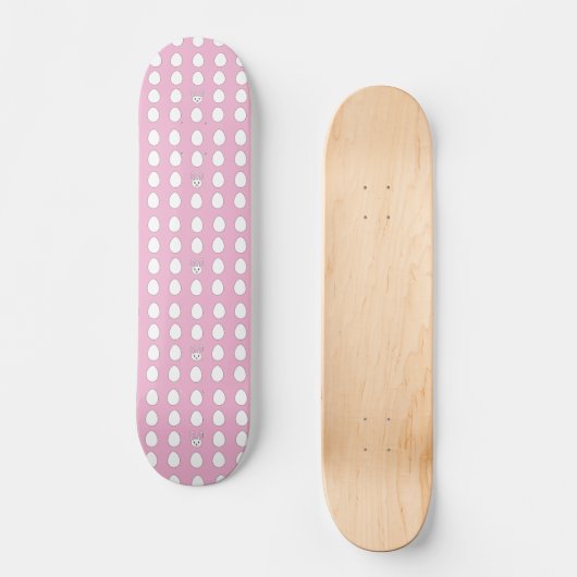 Witte paaseieren in roze persoonlijk skateboard (Voorkant)