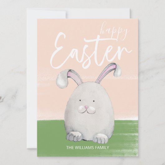 Witte paashaas Waterverf Feestdagenkaart (Voorkant)