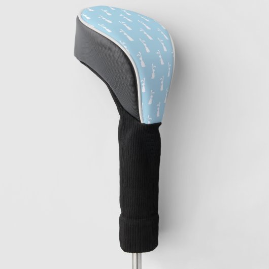 Witte paaskonijnenaar parelblauwe lente golfheadcover (Schuin)
