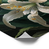 Witte Paaslelie Bloemen Art Print Poster (Hoek)