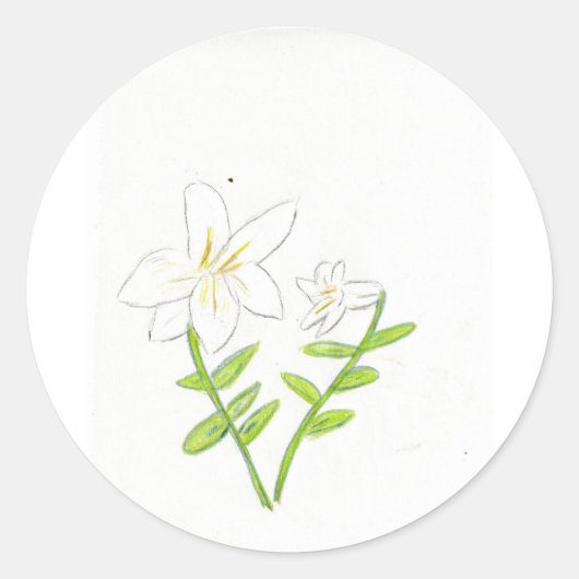 witte paaslelie ronde sticker (Voorkant)