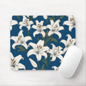 Witte paaslelies patroon muismat (Met muis)
