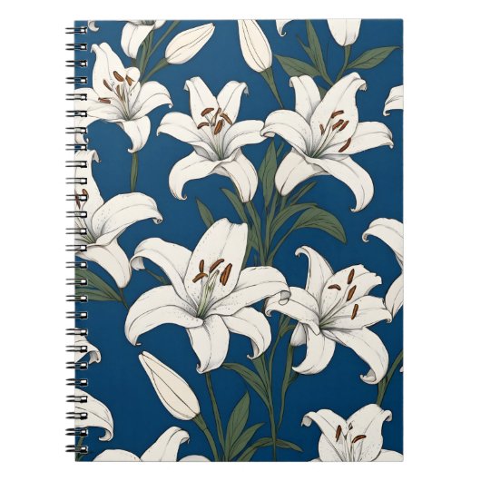 Witte paaslelies patroon notitieboek (Voorkant)
