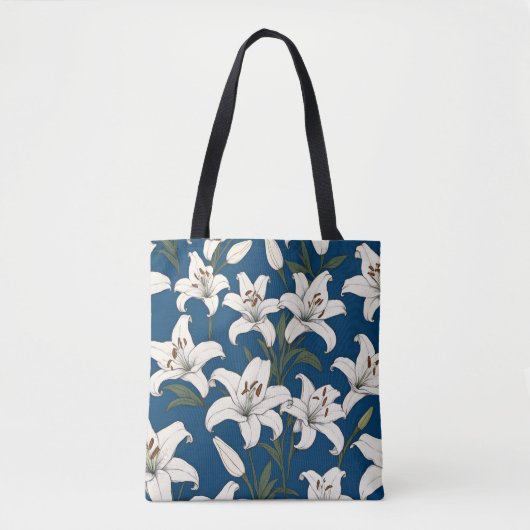 Witte paaslelies patroon tote bag (Voorkant)