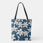 Witte paaslelies patroon tote bag (Achterkant)