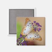 Witte pacock Butterfly op paarse bloemen Magneet (Voorkant / Achterkant)