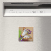 Witte pacock Butterfly op paarse bloemen Magneet (Insitu (Vaatwasser))